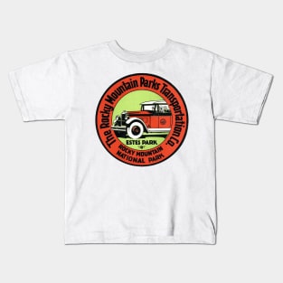 Vintage Rocky Mountain National Park Logo (Transportation Co.) Kids T-Shirt